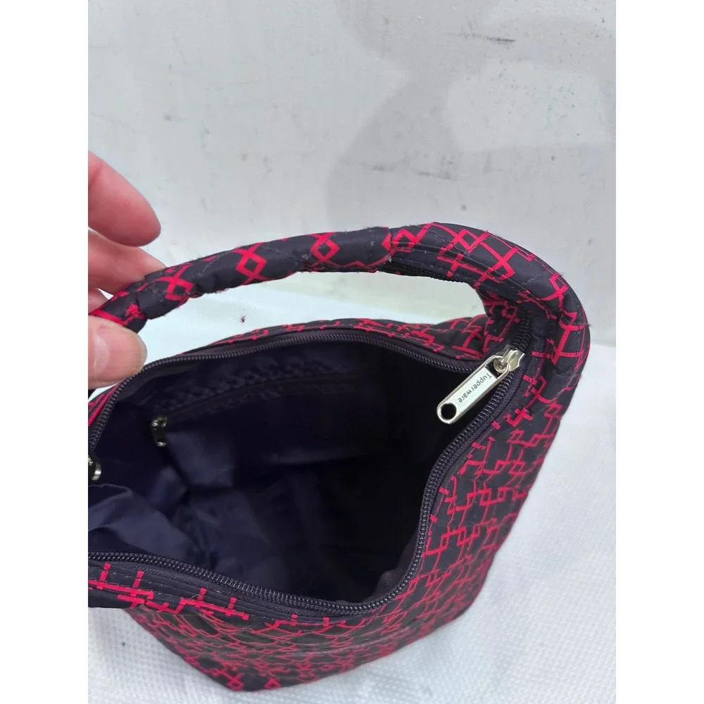 Tupperware Insulated Lunch Bag‎ OS Navy Pink Quilted Geometric Tote Women